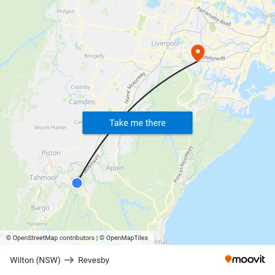 Wilton (NSW) to Revesby map