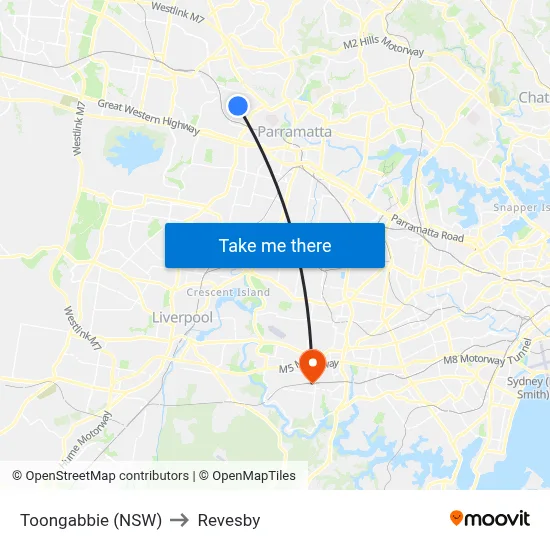 Toongabbie (NSW) to Revesby map