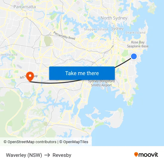 Waverley (NSW) to Revesby map