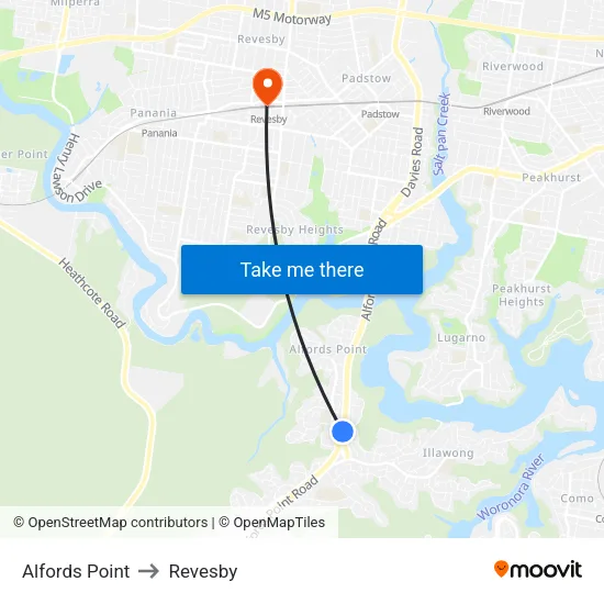 Alfords Point to Revesby map