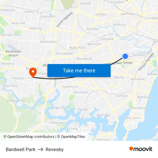 Bardwell Park to Revesby map