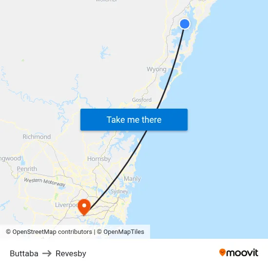 Buttaba to Revesby map