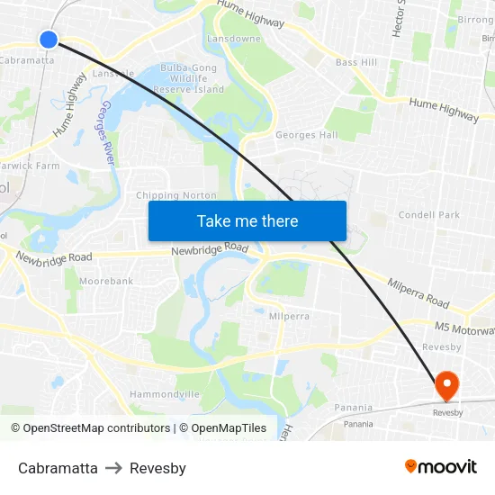 Cabramatta to Revesby map