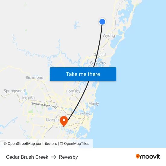 Cedar Brush Creek to Revesby map