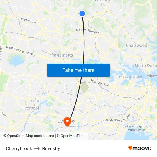 Cherrybrook to Revesby map