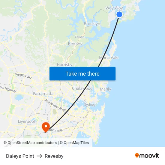 Daleys Point to Revesby map