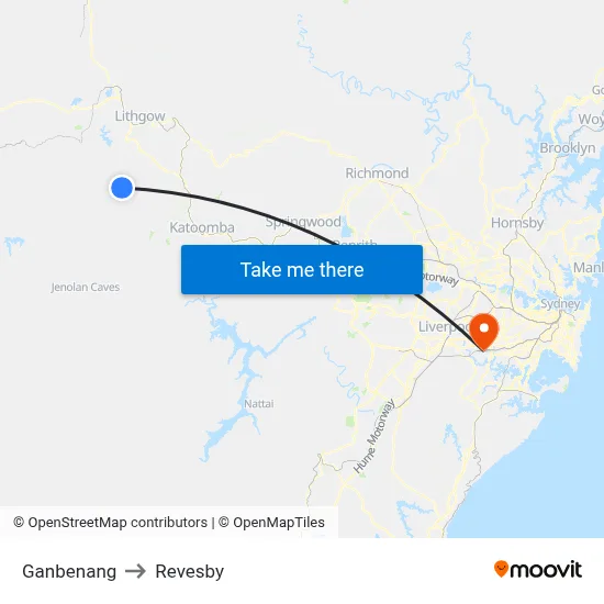 Ganbenang to Revesby map