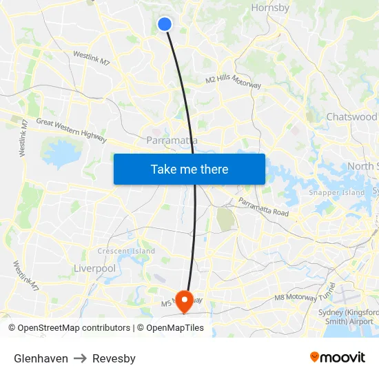 Glenhaven to Revesby map