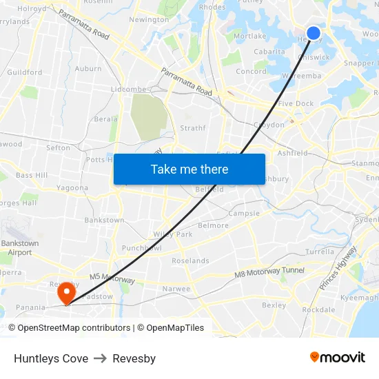 Huntleys Cove to Revesby map