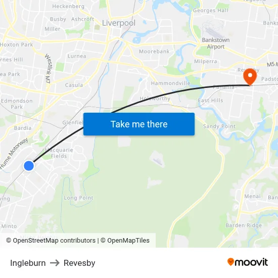 Ingleburn to Revesby map