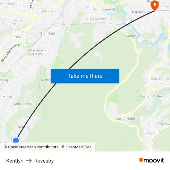 Kentlyn to Revesby map