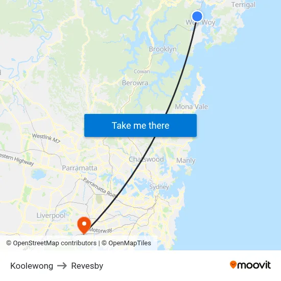 Koolewong to Revesby map