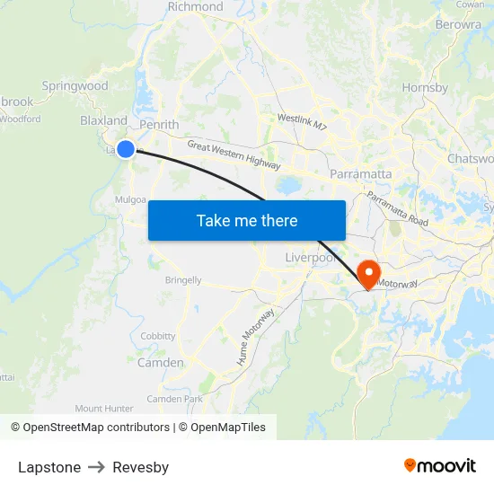 Lapstone to Revesby map
