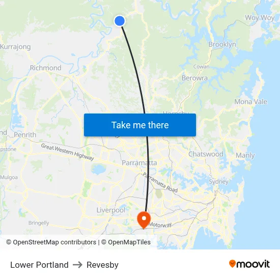 Lower Portland to Revesby map