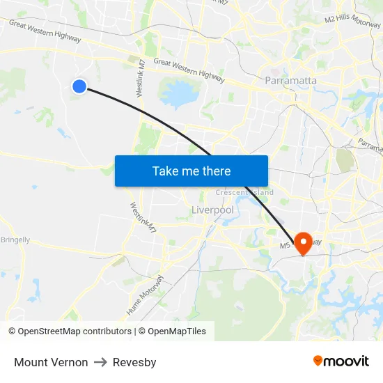 Mount Vernon to Revesby map