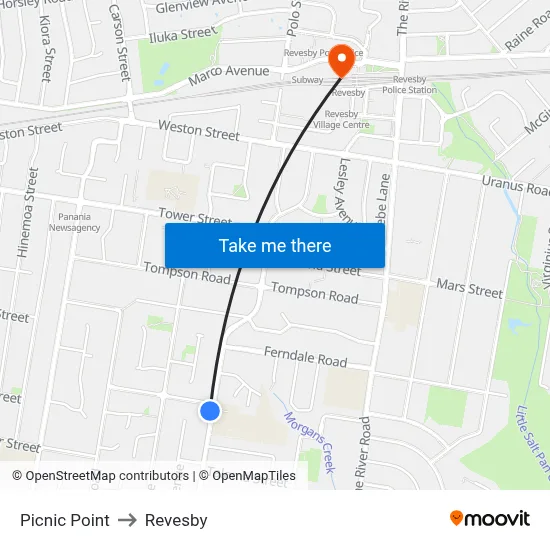 Picnic Point to Revesby map