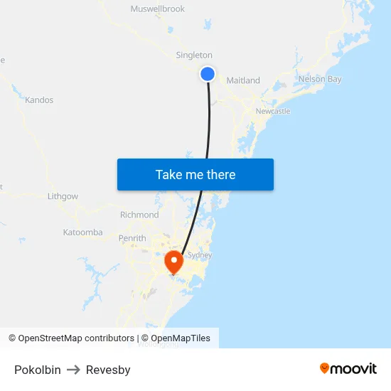 Pokolbin to Revesby map