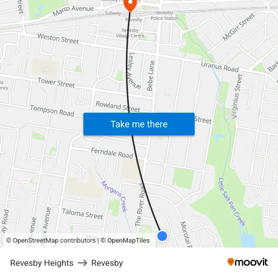 Revesby Heights to Revesby map