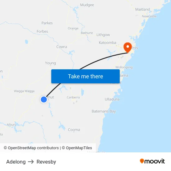 Adelong to Revesby map