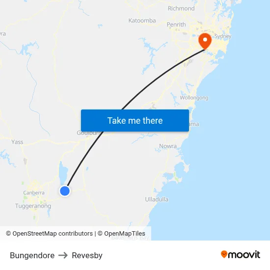 Bungendore to Revesby map