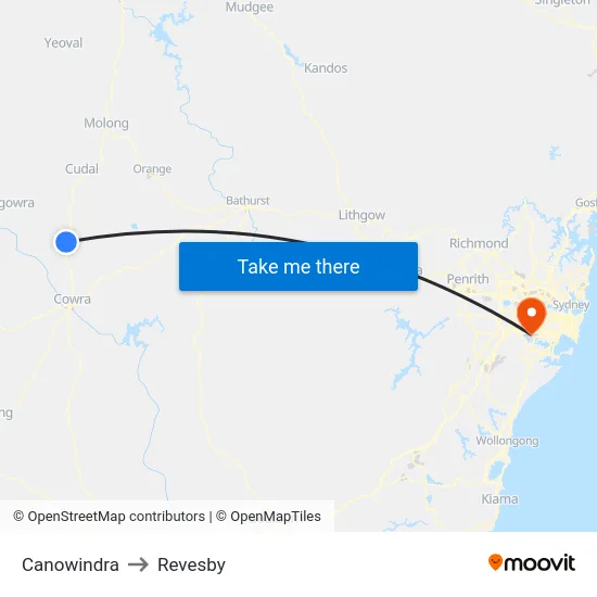 Canowindra to Revesby map