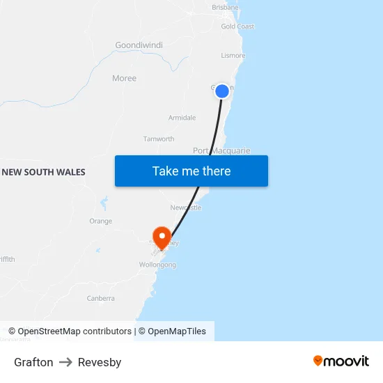 Grafton to Revesby map