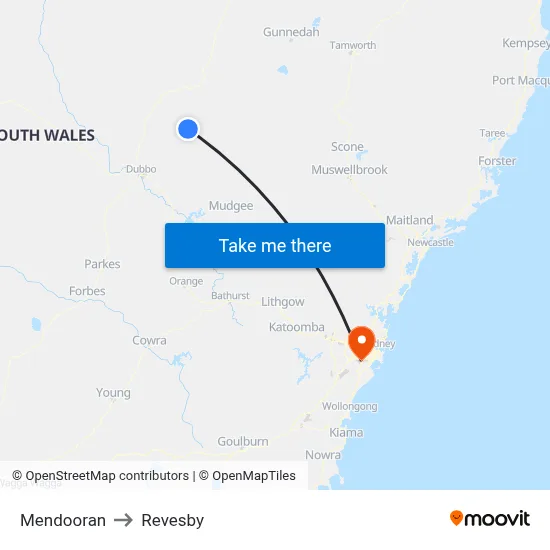 Mendooran to Revesby map