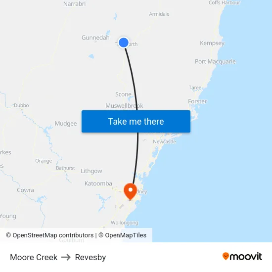 Moore Creek to Revesby map