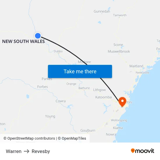 Warren to Revesby map