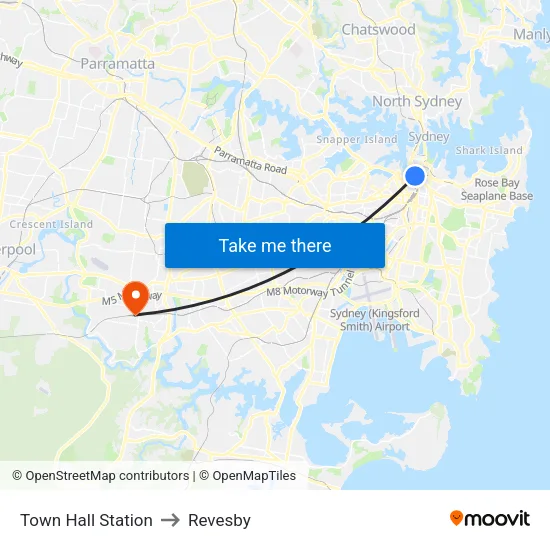 Town Hall Station to Revesby map