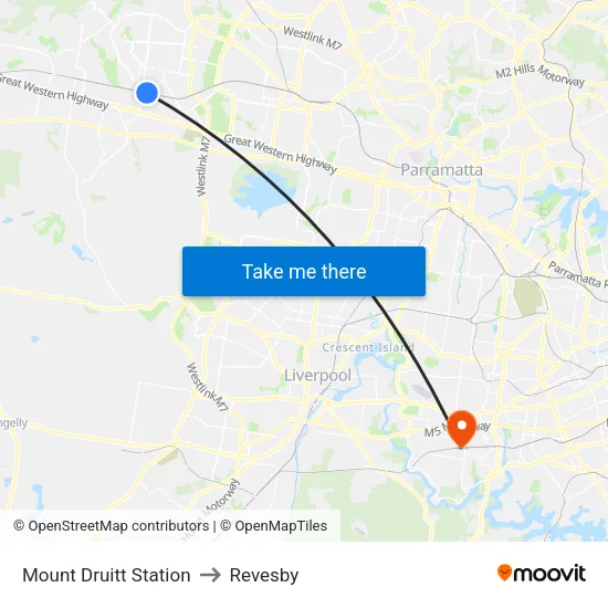Mount Druitt Station to Revesby map