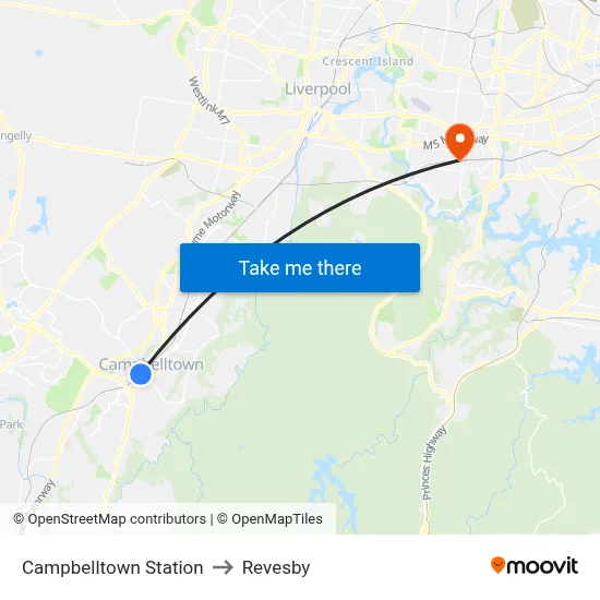 Campbelltown Station to Revesby map