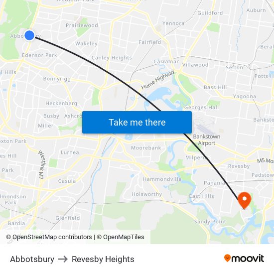 Abbotsbury to Revesby Heights map