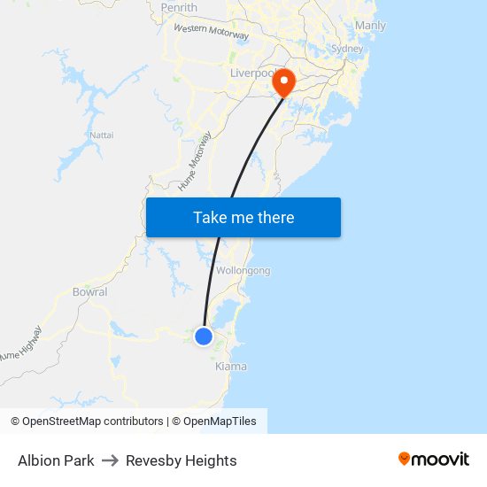 Albion Park to Revesby Heights map