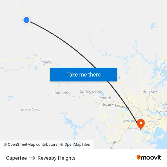 Capertee to Revesby Heights map