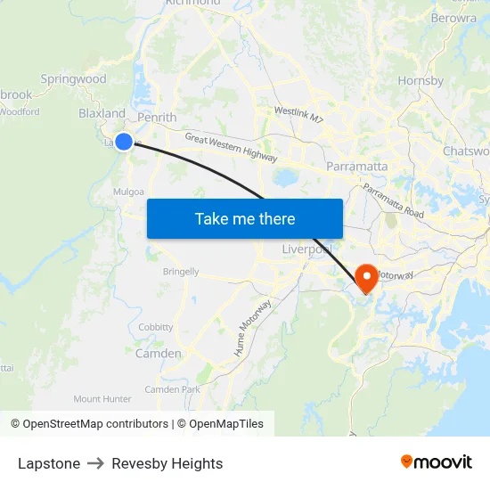 Lapstone to Revesby Heights map