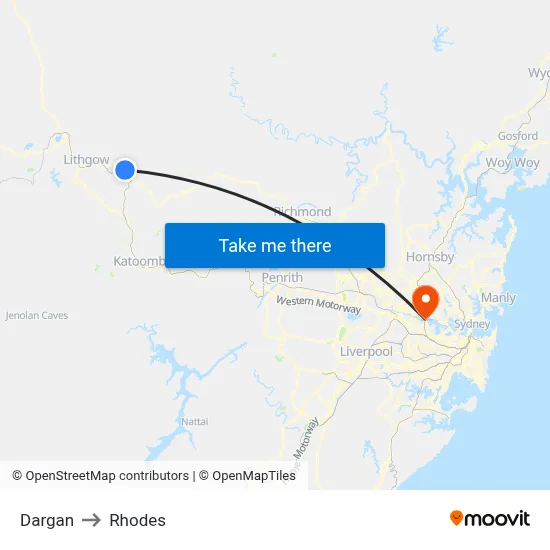 Dargan to Rhodes map