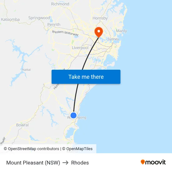 Mount Pleasant (NSW) to Rhodes map