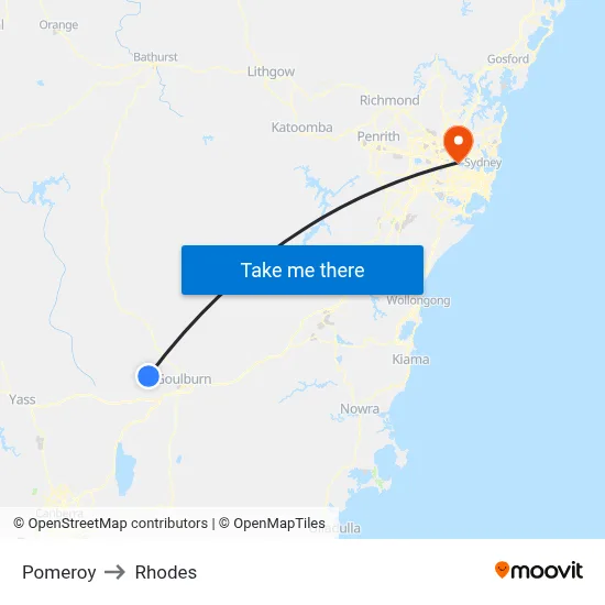 Pomeroy to Rhodes map