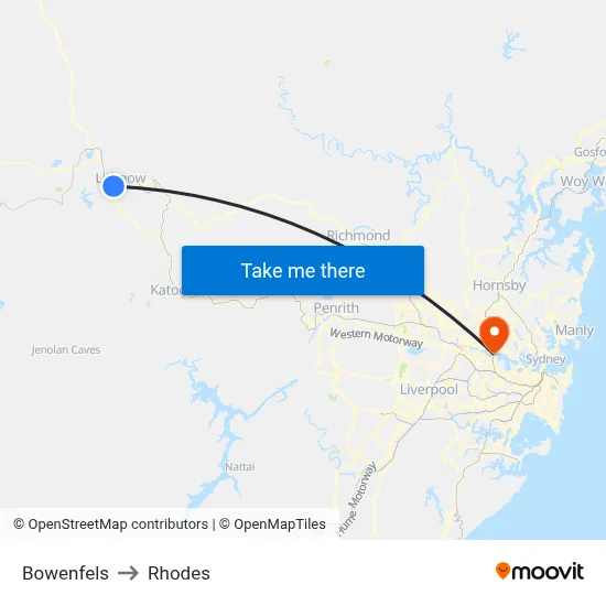 Bowenfels to Rhodes map