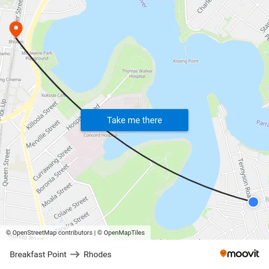 Breakfast Point to Rhodes map