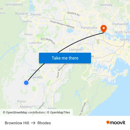 Brownlow Hill to Rhodes map