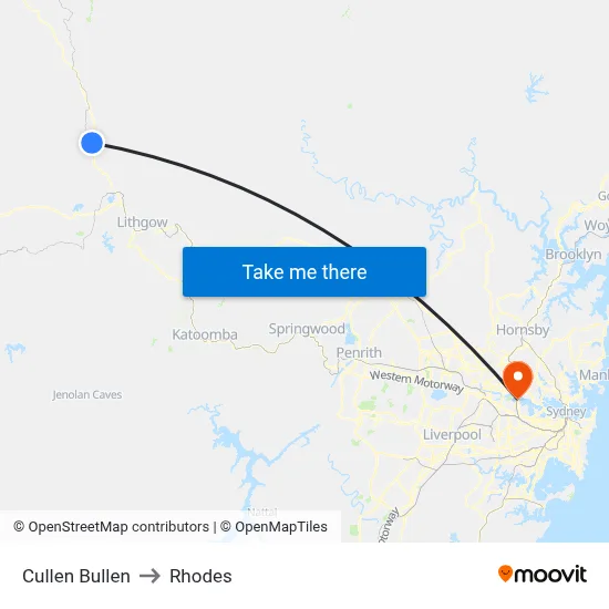 Cullen Bullen to Rhodes map