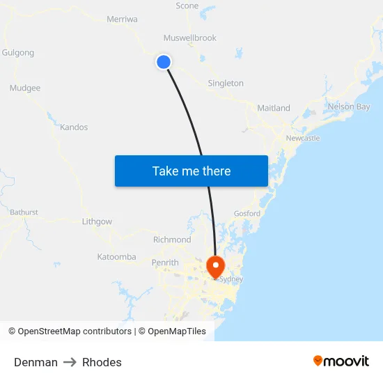 Denman to Rhodes map