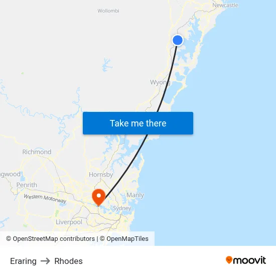 Eraring to Rhodes map