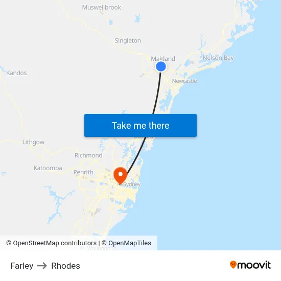 Farley to Rhodes map