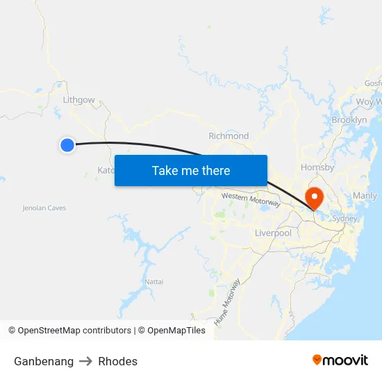 Ganbenang to Rhodes map