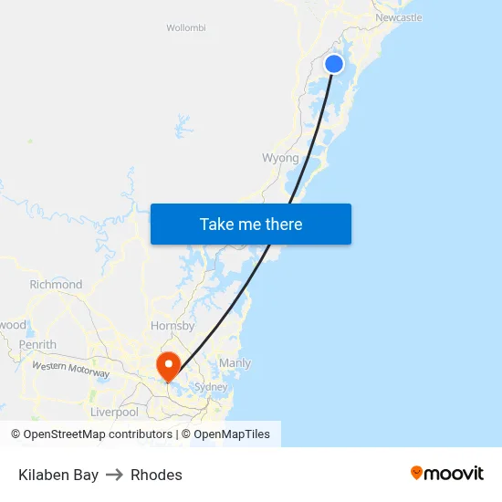 Kilaben Bay to Rhodes map