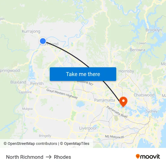 North Richmond to Rhodes map