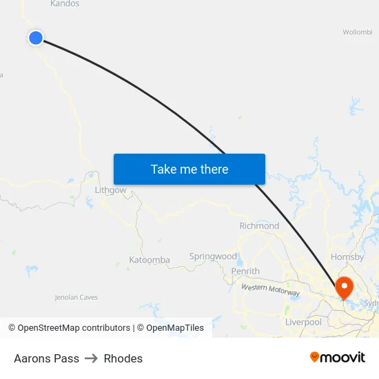 Aarons Pass to Rhodes map